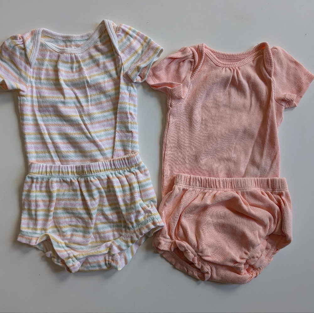 GAP Peach and Pastel Striped Kids Bodysuit Set